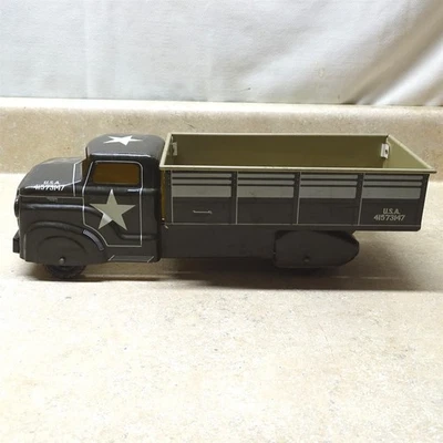 Vintage Marx U.S.A. Army Military Truck, Troop Hauler HQ.CO. 13.25" - Image 1 of 4