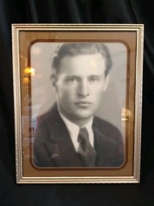 Vintage Ornate Gold Metal Photo Frame 8" X 10" Art Deco Brown Painted Glass - Picture 1 of 12