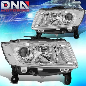 FOR 2014-2016 JEEP GRAND CHEROKEE WK2 PAIR PROJECTOR HEADLIGHT/LAMP CHROME/CLEAR - Picture 1 of 7