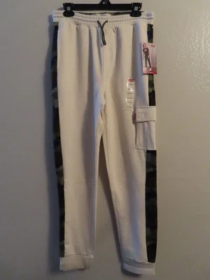Levi's Boy's Joggers corpo branco e camuflagem listras laterais elásticas tamanho XL TG EG - Imagem 1 de 4