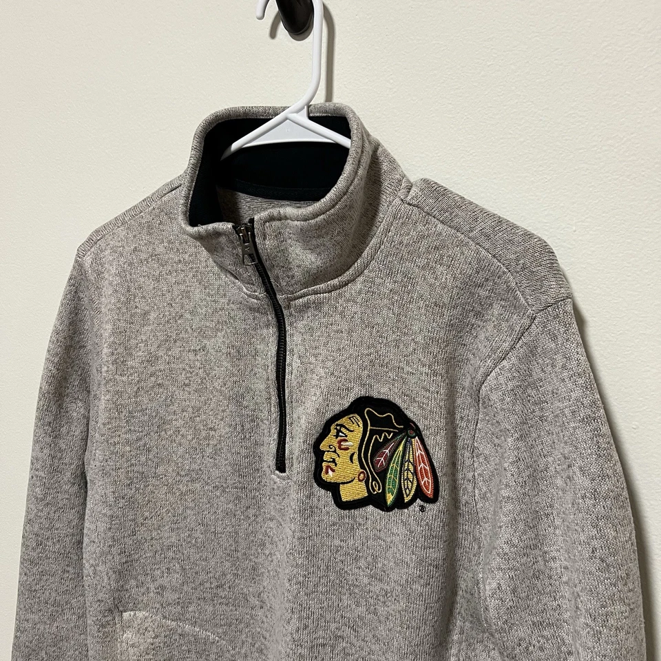 Suéter Chicago Blackhawks '47 Marca Para Hombre Mediano NHL 1/4 Cremallera Cómodo Pullover Foto 1 de 4