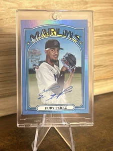 Eury Perez 2023 Topps Archives Blue Foil #/25 Fan Favorites Auto Rookie Marlins - Bild 1 von 8
