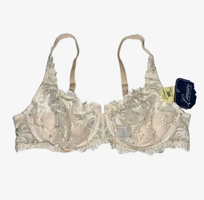 Lunaire Sevilla Embroidered Demi Bra Balconette Beige White 38C Underwire 14011 - Image 1 of 4