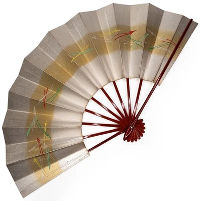 VTG Japanese Maiogi Folding Dance Fan Lightly Used Silver Pine Needles - Image 1 of 4