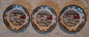 VTG 3 Johnson Brothers Friendly Village The Ice House Coffee Cup Saucer Dishes - Picture 1 of 5