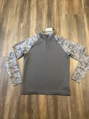 NUEVO CON ETIQUETAS Adidas Para Hombres 1/4 Botón Manga Larga Gris Camuflaje Pullover Golf Sudadera Foto 1 de 4