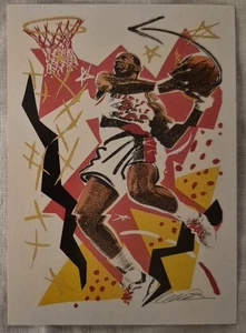 CLYDE DREXLER ART CARD 1990-91 NBA Hoops Team Checklist #376 TRAILBLAZERS - Bild 1 von 2