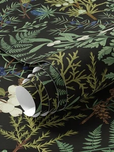 Dunkle botanische Tapetenrolle selbstklebend Vintage Blumendekor für Wände - Bild 1 von 8