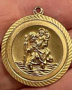 Antique St. Christopher Rolled Yellow Gold Pendant 6.88 gr - Picture 1 of 7