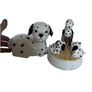 Lote de 2 CAJAS de música de cerámica OTAGIRI JAPÓN dálmata PERRO GRANDE de colección funciona RARO - Imagen 1 de 13