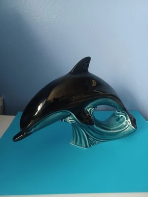 Vintage Poole Pottery Diving Dolphin 1967-1990s Blue Dolphin Glaze Variant - Image 1 of 4
