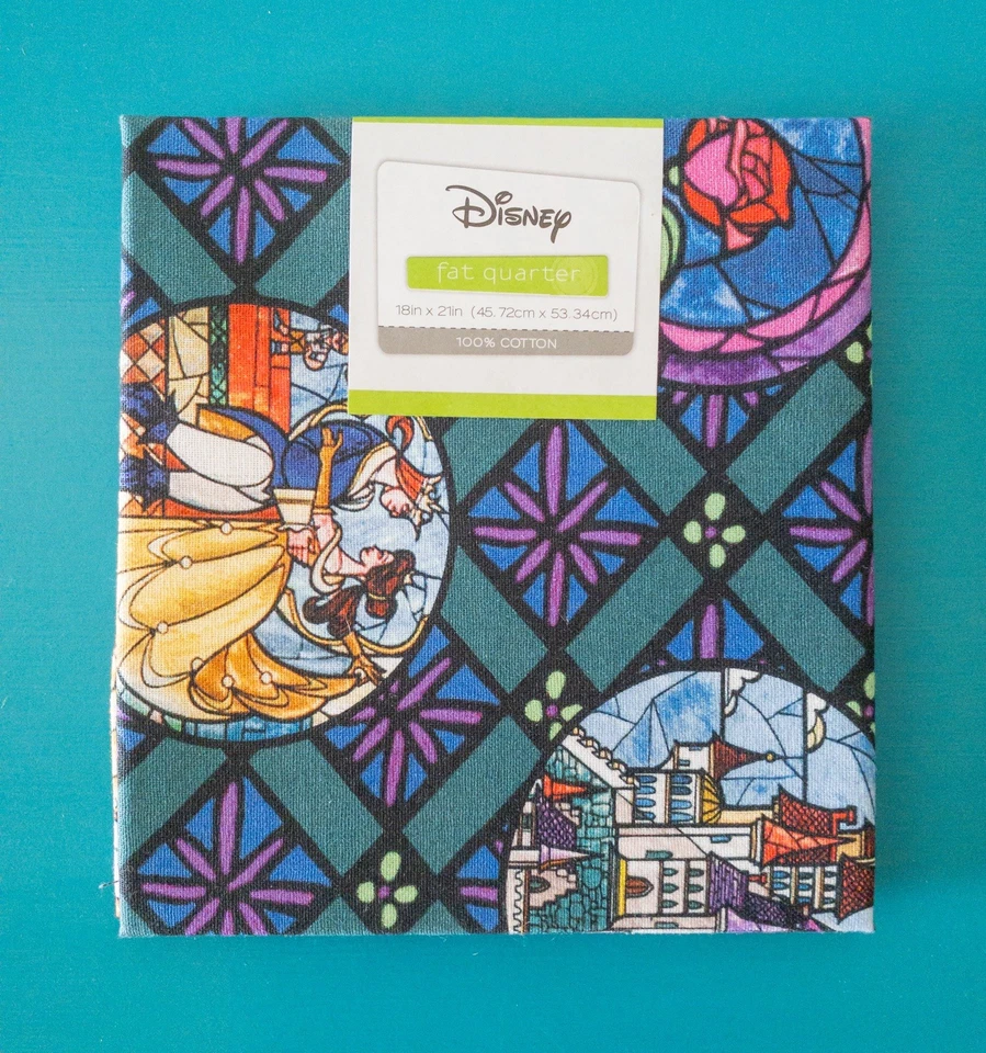 Disney Beauty and The Beast 100 Cotton Fabric Fat Quarter Badges Belle