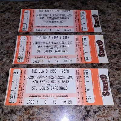 1993 June 12 San Franicso Giants & Chicago Cubs at Candlestick Stadium Rare qty3 - Image 1 of 4