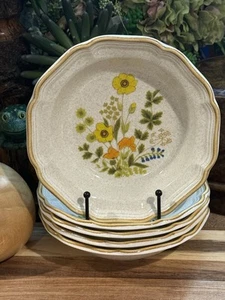 5 Pc Specked Stoneware Mikasa Garden Club Fresh Floral Soup Cereal Bowls EUC - Picture 1 of 19