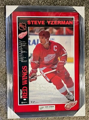 Steve Yzerman Signed Framed & Matted Detroit Red Wings Poster JSA COA - Image 1 of 4