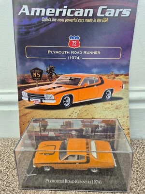 1/43 DEAGOSTINI COLLEZIONE AUTO AMERICANE 1974 PLYMOUTH ROAD RUNNER AUTO #72 - Immagine 1 di 4