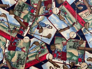 2 Yards Vintage Joan Kessler Concord Golf Cotton Quilt Fabric Northern Ireland - Picture 1 of 2