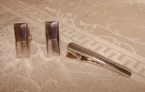 Vintage ANSON Manschettenknöpfe & Krawattennadel silberfarben Art Deco gebraucht, in einwandfreiem Zustand  - Bild 1 von 4