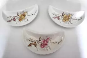 3er Set Bridgwood & Sons Floral Beilagen Knochen Teller Porcelaine blickdicht - Bild 1 von 6