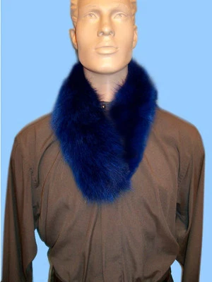 Nuevo ENVOLTURA DE CUELLO INFINITO DE PIEL DE ZORRO AZUL VIBRANTE GENUINO PARA HOMBRES - BUFANDA Foto 1 de 3