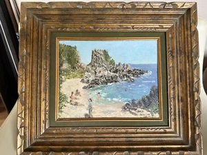 HARLAN LIZER ORIGINAL ÖLGEMÄLDE AUF LEINWAND PAPPE GERAHMT 19,5" x 22,5" x 2,25" - Bild 1 von 4