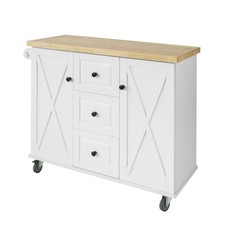SoBuy®Kitchen Storage Trolley Kitchen Cabinet 3 Drawers 2 Doors,FKW96-WN,UK