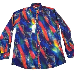 Monza by Rosso Milano Herren Large Tailored Fit Hemd Abstrakt Psychedelisch - Bild 1 von 7