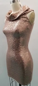 NUOVO ASOS mini abito da festa con paillettes oro taglia 2 con etichetta collo alto - Foto 1 di 12