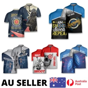 Archery Polo Zipper Shirt Bow Arrow Archer Sports Custom Name - AU Stock - Bild 1 von 17