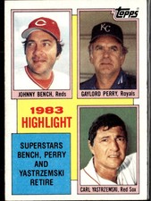 1984 Topps #6 Johnny Bench / Gaylord Perry / Carl Yastrzemski HL NM/MT+