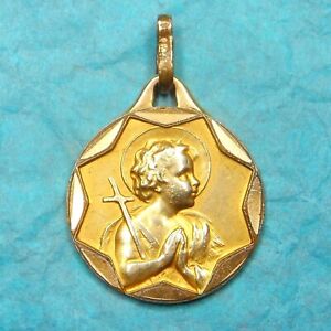 French, Antique Religious Pendant. Saint John the Baptist. Agnus Dei. Medal ORIA