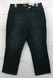 Neu Time and Tru High Rise schwarz Denim gerade kurze Jeans Größe 14 Damen normal - Bild 1 von 12