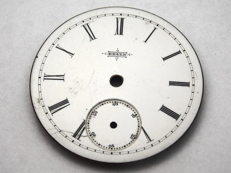 Reloj Elgin blanco 34 mm esfera para relojes de bolsillo vintage subesfera marcadores negros nuevo en stock Foto 1 de 1