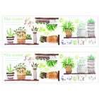 2 Sheets Green Plants Wall Stickers Potted Plants Wall Decals Art Mural 30x90cm