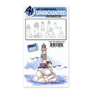 Art Impressions Watercolours Lighthouse Stamp Set 6pc - Picture 1 of 3