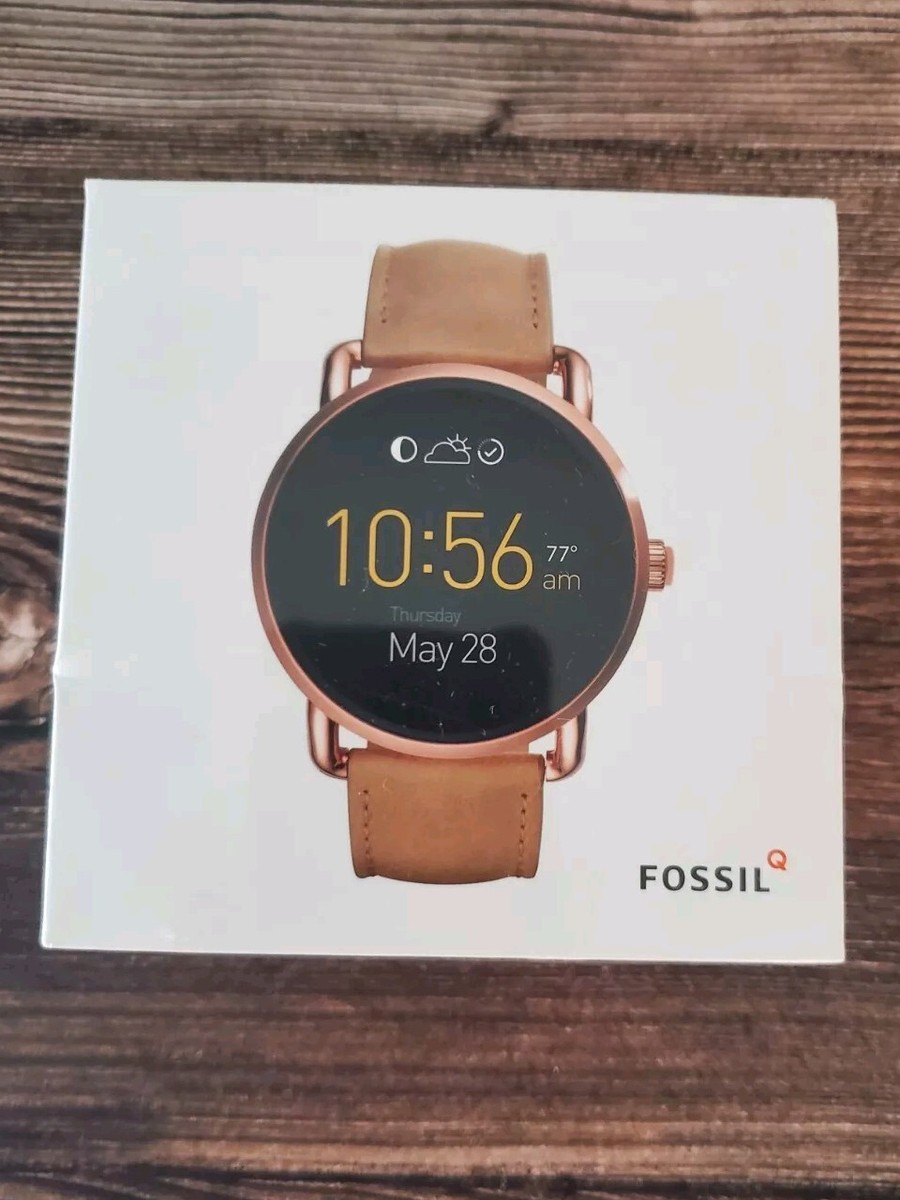New Condition Fossil Gen 2 Smartwatch Wander Light Brown Leather Fossil Q Wander Gen 2 45mm Rose Gold Leather Light Brown  main image 2