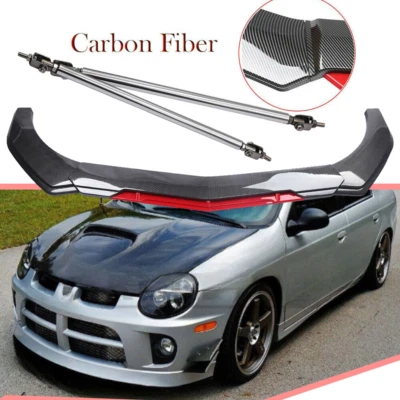 For Dodge Neon Carbon Fiber Front Bumper Lip/ Spoiler Splitter Strut Rod Foto 1 de 4
