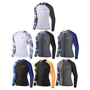 Men Wetsuit Sun Protection Swim Shirts UPF 50+ UV Top Gym Sun Shirts Baselayer - Picture 1 of 30