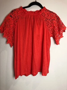 A New Day Damen orange Häkel Spitze Ärmel Top Gr. Medium neu mit Etikett - Bild 1 von 7
