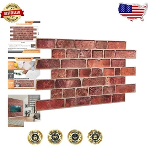 10-Pack Decorative PVC Faux Brick Panels - 4.6 sqm Coverage, Easy Installation - Picture 1 of 9