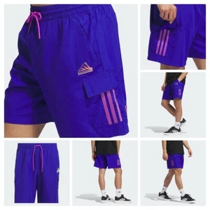 Adidas S Men's Cargo Shorts -Blue Purple- Lightweight Comfort Drying -JF6613 NWT - Picture 1 of 11