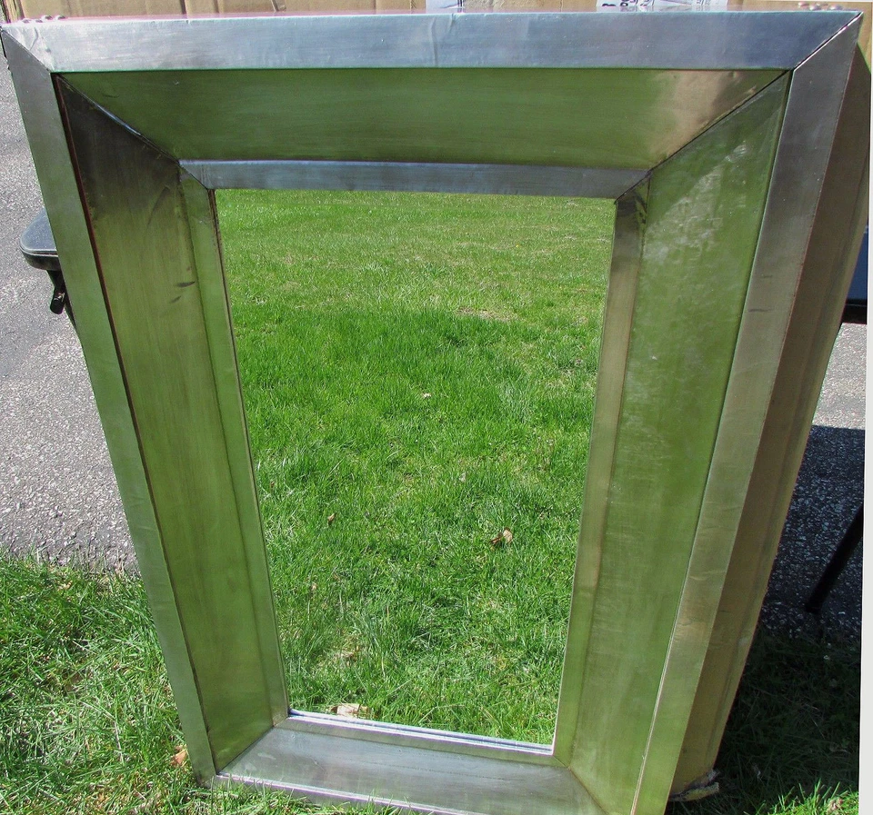 NUEVO ESPEJO GRANERO XL 44" X 28" ASPECTO INDUSTRIAL Metal envejecido sobre madera ¡GUAU! Foto 1 de 4