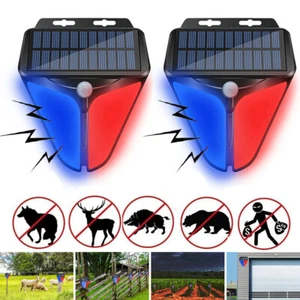 2x Solar Alarm Strobe Light Lamp Motion Sensor Waterproof Sound Security Outdoor - Picture 1 of 16