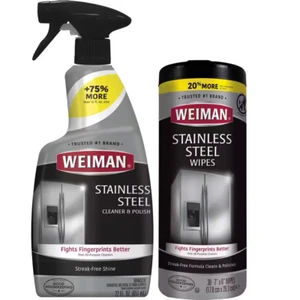 Stainless Steel Cleaner Wipes and Polish Spray, Weiman Appliance, Streak Free - Picture 1 of 12