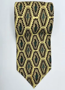 Vintage YVES SAINT LAURENT Luxus gelbe Ikat Batikkrawatte für Herren 100 % Seide - Bild 1 von 3