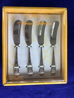 一套 (4) TOWLE SPREADERS 高级不锈钢“ATRIUM 系列所有原装盒 — 第 1/4 张图片