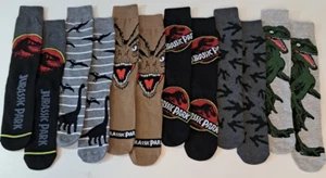 Jurassic Park Socks Men's Casual Crew Socks 6 Pairs Mens Size 8-12 Bioworld NEW - Picture 1 of 5