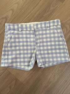 Crewcuts J.Crew Girls Gingham Blue & White Cotton Blend Shorts Size 14 - Picture 1 of 3