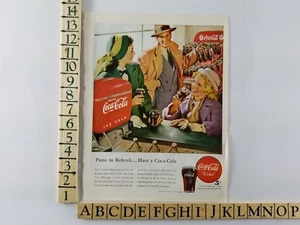 Vintage 1948 Coca-Cola Coke, Pause to Refresh Man Women Print Ad - Picture 1 of 1