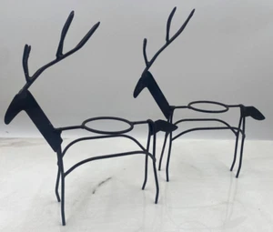 Reindeer Tealight Candle Holders Standing Iron Metal Christmas Holiday Set Of 2 - Picture 1 of 10